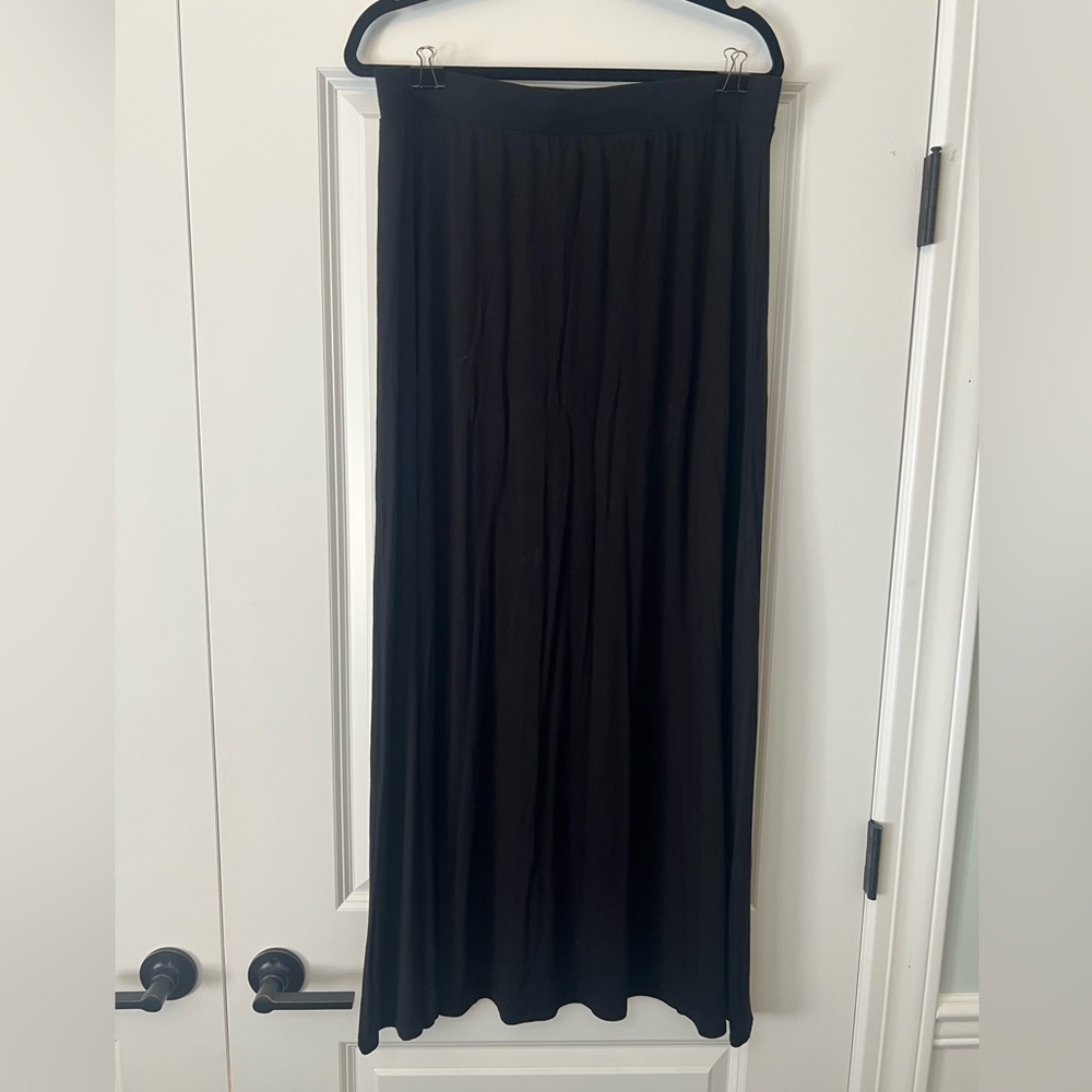 Lock & Love Black Maxi Jersey Knit Modal Skirt Flowy Size XXXL